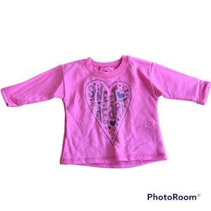 ◽️HANES: Girl 9 months pink “sweetheart” scoop neck pullover, NWOT◽️